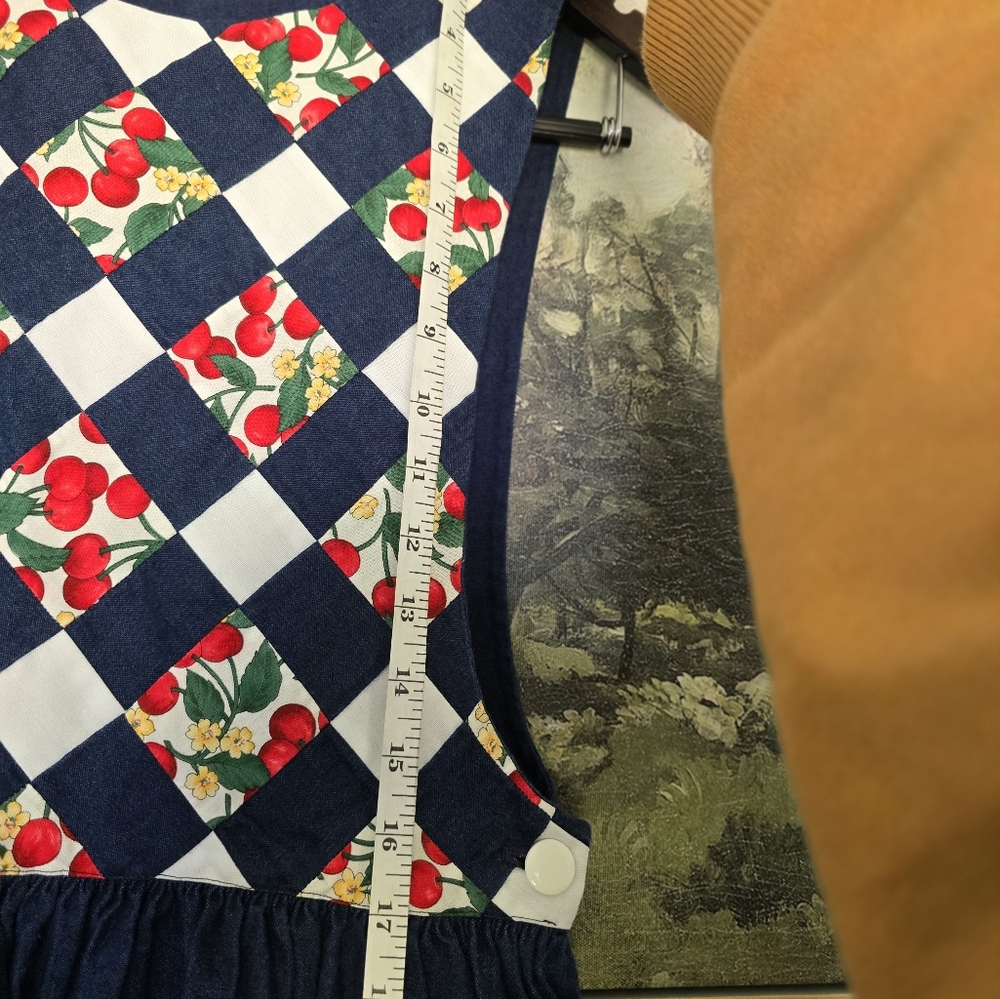 Quilted Cherry Pinafore Dress - Handmade Boho Heirloom - Picture 6 of 12